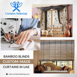 Bamboo blinds and custom made curtains